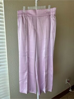 Marc Cain lilac purple satin wide leg high rise trouser size N5 or US 12 NWT